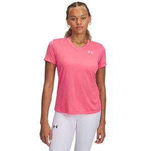 1384229-672-haut-d-entrainement-col-v-femme-under-armour-tech-tm-super-pink-blanc